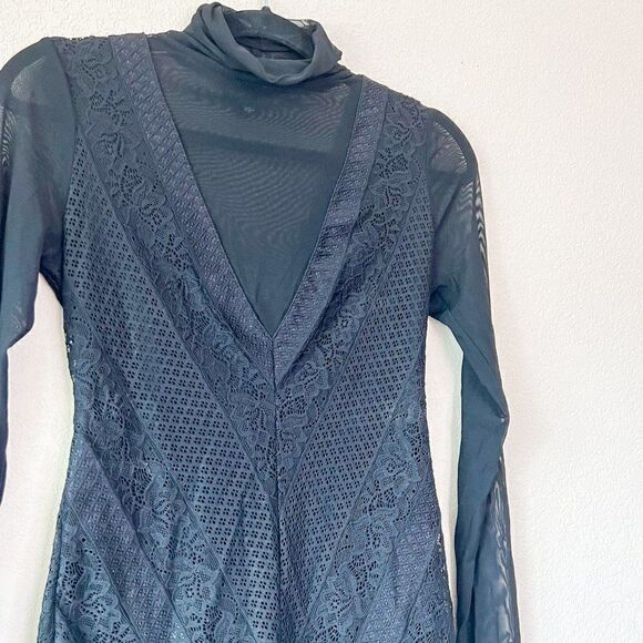 Guess Sheer Black Long Sleeve Top, Size XS - Picture 2 of 6